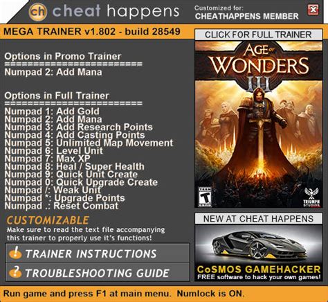 Age of Wonders 3: Trainer +13 v1.802 28549 (+ETERNAL .